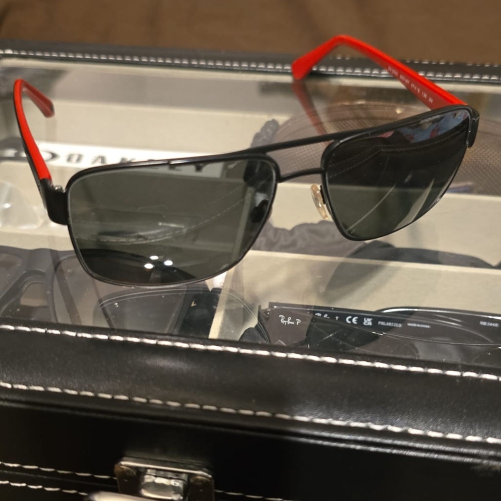 Emporio Armani Sunglasses with Black Frame and Red Temples